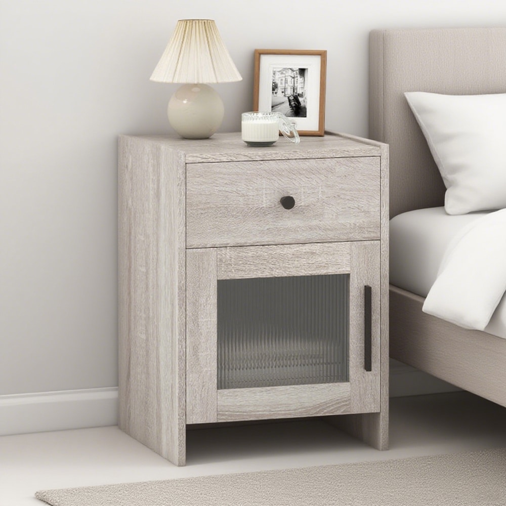 Nightstand With Drawer And Cabinet_voghion.com